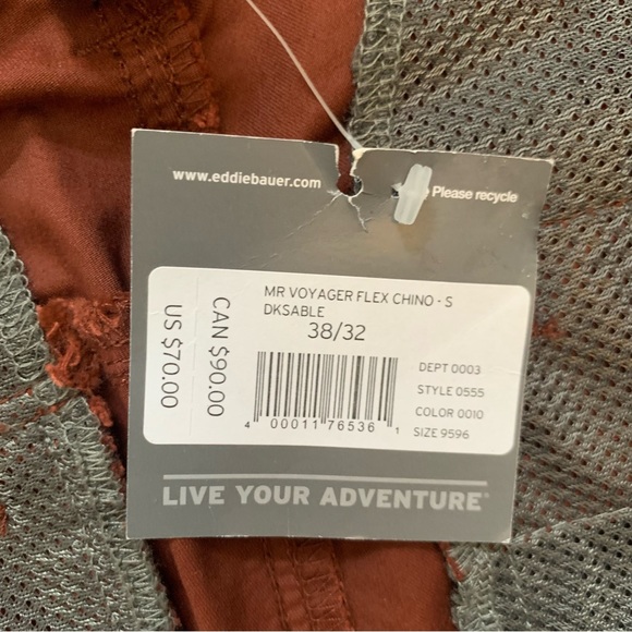EDDIE BAUER Flex Chino NWT Uzbek 38/32. #78 - Picture 9 of 12
